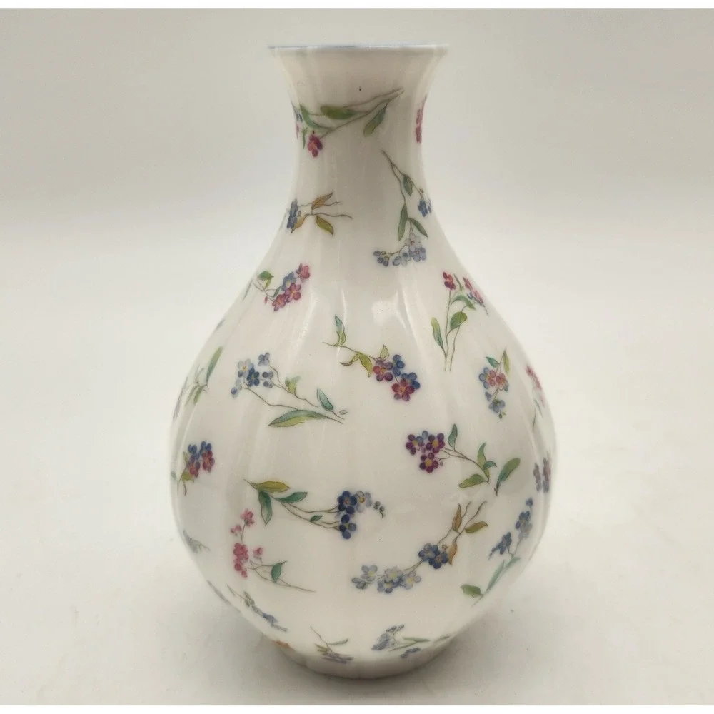 Royal Worcester Forget Me Not Bone China Vase England Vintage Cottagecore Rare